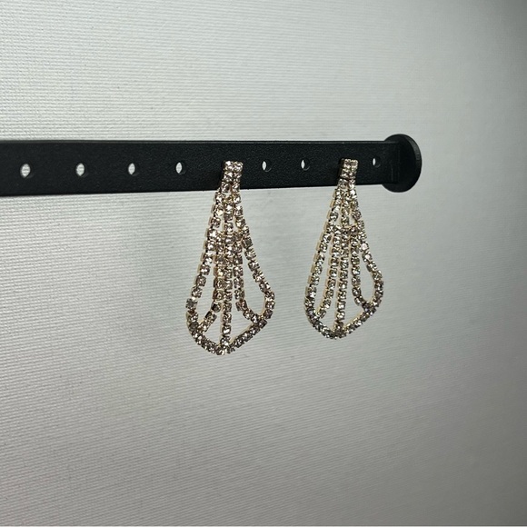 Vintage Gold Tone Tear Drop Shaped Dangle Stud Earrings - Picture 6 of 9